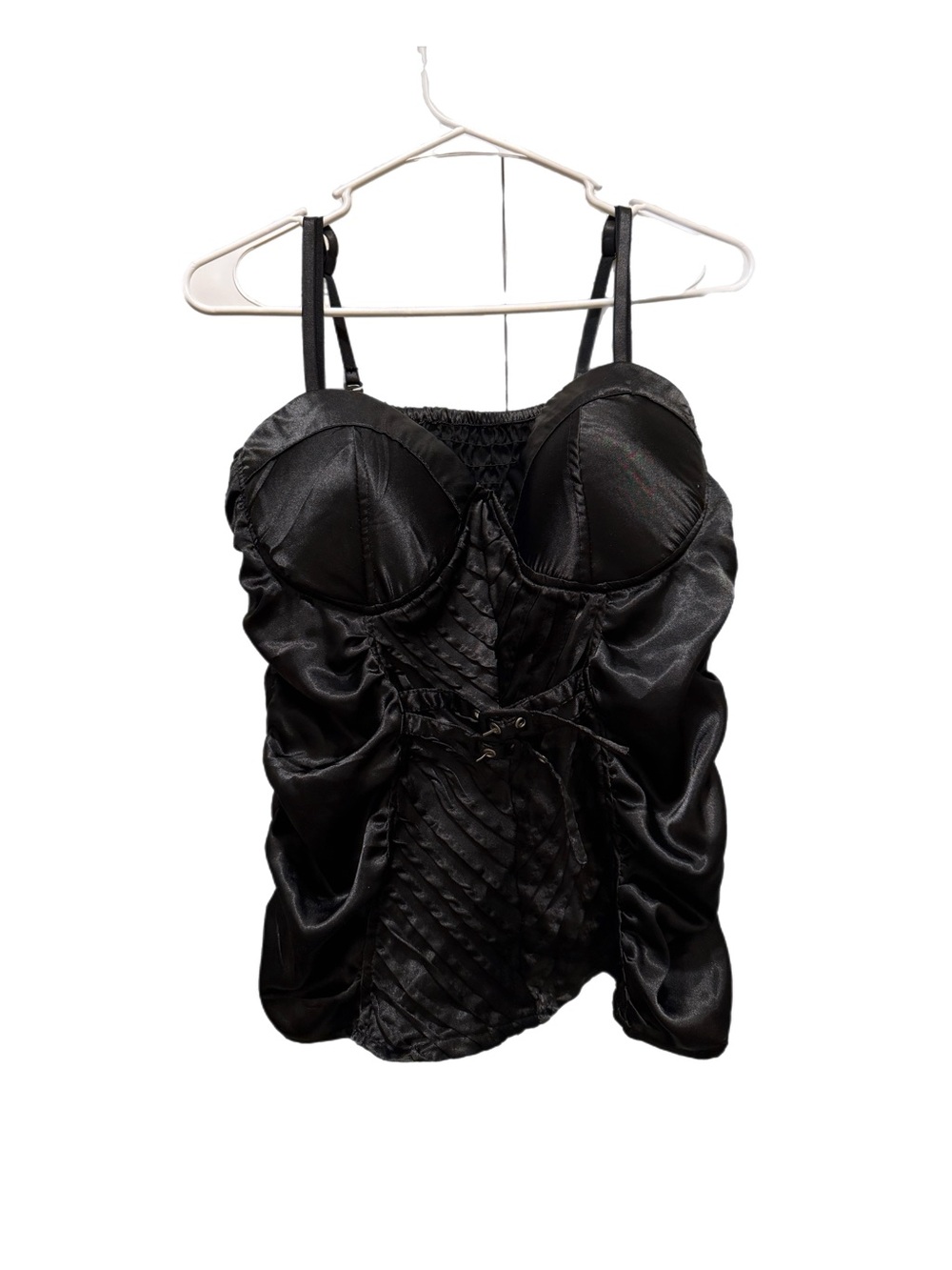 Loop 18 Y2K Black Satin Gothic Alternative Bustier Top